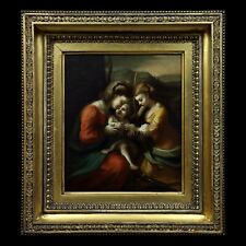 Antique 18th C Old Master Oil Painting after Correggio Virgin Mary & Christ picture