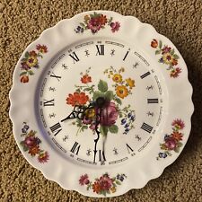 Vintage Le Trefle Limoges France Wall Clock Floral WORKS Porcelain Bulova RARE picture