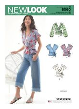 New Look Pattern 6560 Wrap Top Long or Cap Sleeves Ruffle Option Size 8-20 Uncut picture