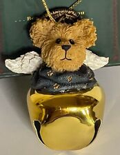 Boyds Bears & Friends Bearstone Mini Ornament wGold Jingle Bell Angel Bear w/Box picture