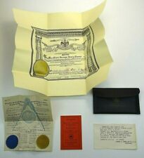 c1944 Masonic Scottish Rite 32nd Degree Certificate Documents Book Wallet  picture