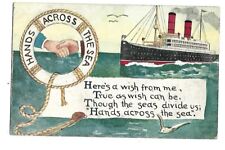 postcard hands across the sea 1900's picture