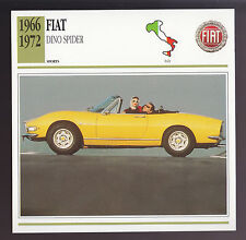 1966-1972 Fiat Dino Spider Car Photo Spec Sheet CARD 1967 1968 1969 1970 1971 picture