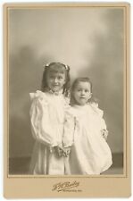 Antique c1900s Cabinet Card Bailey Beautiful Little Girls Sisters Rocester, NH picture