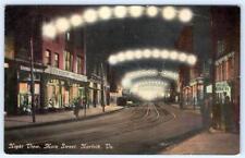 1910's NORFOLK VIRGINIA VA MAIN STREET NIGHT VIEW TROLLEY CAR TRACKS POSTCARD picture