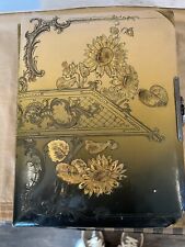 Antique  Victorian Celluloid & Fabric Photo Album Ornate Clasp w/30Photos picture