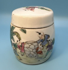 Vintage Chinese Porcelain Jar & Cover decorated in overglaze enamels picture