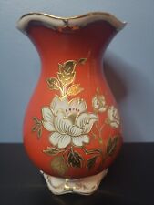 Vintage Jlmenau Graf Von Henneberg Vase Echt Kobalt Orange & Gold Germany  picture