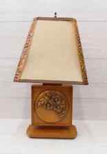 Mid Century Albert Gilles Oak and Copper Flowers Table Lamp picture