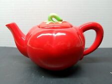 Vtg 1950's The Pantry Parade Bright Red Glazed Tomato Ceramic Teapot w Lid picture