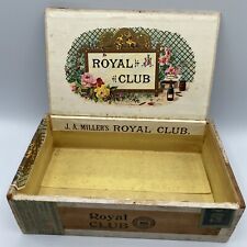 Vintage J.A. Miller’s Royal Club Wooden Cigar Box - Union Made Cigars-Sept 1880 picture