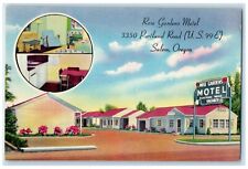 c1940 Rose Gardens Motel Portland Road Exterior Building Salem Oregon Postcard picture