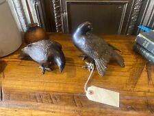 Vintage Antique Cast Bronze Brass Pigeons Doves Set of 2 - RARE picture