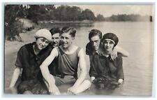 c1910's Young Boys Girls Swim River Unposted Antique RPPC Photo Postcard picture