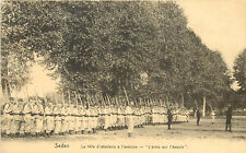 Postcard WWI 147th French Infantry With Rifles on Shoulders Exercise At Sedan picture