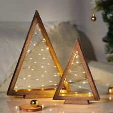 Soonow Wood Christmas Tree with Lights, Modern Farmhouse Lighted Wooden Chris... picture