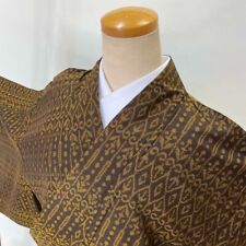 Oshima Tsumugi VINTAGE Japanese Kimono White Silk Casual yokoso S size 2000 picture
