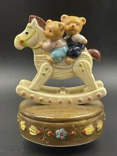 Vintage Otagiri Japan Music Box Rocking Horse Teddy Bears The Song Is Edelweiss picture