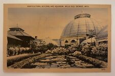 Vntg  Postcard 1944 Aquarium Horticultural Bldg Belle Isle Detroit MI 5.5 x 3.5 picture