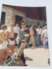 VINTAGE 1990'S GAY PRIDE  PARADE FABULOUS QUEEN  BLACK SHREDDED OUTFIT PHOTO picture