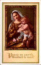 Vintage C 1915 Peace On Earth Marry & Baby Jesus Postcard Lowell Massachusetts picture
