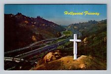 Hollywood CA-California Bird's Eye Hollywood Freeway Cross Vintage Postcard picture