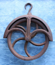 Vintage Cast Iron Well Pulley Antique Old Farm Wheel Barn Steampunk picture