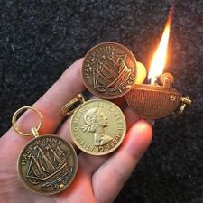 Vintage Coin Pendant Kerosene Lighter Windproof Creative Old-fashioned Grinding picture