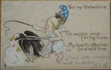Patriotic Valentine's Day 1907 Raphael Tuck Postcard: Cupid & Bald Eagle-Tuck #3 picture