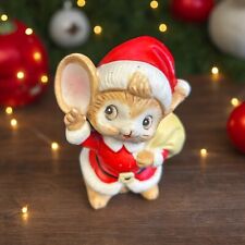VTG Homco Christmas Santa Claus Mouse Ceramic Figurine 3.5