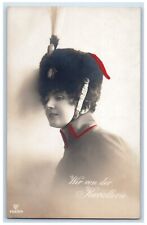 c1910's Cavalry WWI Feather Hat RPPC Photo Unposted Antique Postcard picture