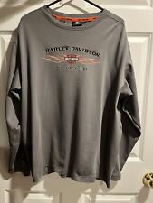 Harley Davidson Long Sleeve Shirt Gray W/Black Embroidered Logo Men's Size 2xl picture
