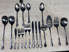 18 Pcs Queens Court Japan Stainless Flatware Serving Salad Spoon Fork Knife picture