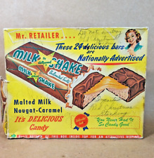 Old Vintage Rare Large MILK SHAKE Malted Milk Caramel Candy Bar Box  24 - Bars picture