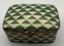 Tiffany & Co Private Stock Limoges Hand Painted Porcelain Green Trinket Box picture