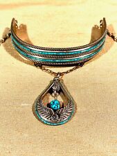 Native American Navajo Exquisite N B Silver & Turquoise Choker Necklace purchase picture