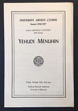 Yehudi Menuhin Concert Program Northrop University of Minnesota 1946-47 Season picture