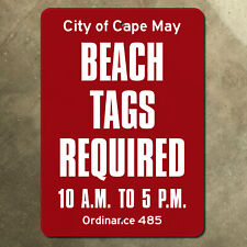 New Jersey Cape May Beach tags required guide sign Ocean City Wildwoods 10x14 picture