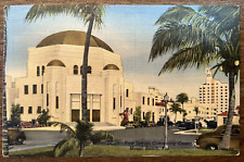 Vintage Jewish Postcard Rare Miami Beach Lincoln Road Temple Emanuel Jewish Nice picture