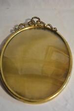 1880s Antique Vtg French Ormolu Oval Brass Convex Glass PICTURE FRAME Bow Crest picture
