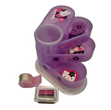 Sanrio Hello Kitty Purple Desk Pencil Cup Caddy Tape Erasers Stationery Set picture