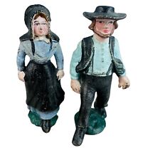 vtg Cast Metal Painted Amish Family Toy couple picture
