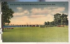 c1930 New Belle Isle Bridge Island Garden Park Detroit MI Rare View Postcard picture