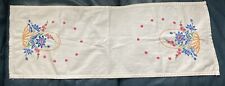 Vintage Floral Embroidered Dresser Scarf Table Runner Yellow Blue Pink 36x13 picture