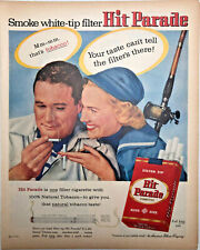 Vintage 1957 Hit Parade Cigarettes Print Ad Art Couple with Fishing Pole picture