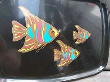 Vintage Couroc Monterey Colorful Koi Fish Carp Inlaid Tray MCM *damage* picture