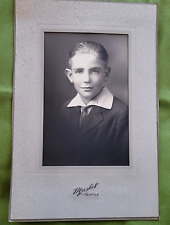 1923 Framed Photograph 9 Year 0ld Boy with Slicked Back Hair Laid Down Collar picture