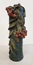 Antique Art Nouveau Majolica Red Berries and Leaves Iridescent Vase Amphora? picture