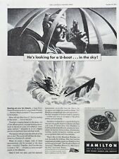 1943 Hamilton watch railroad accuracy Vintage Ad looking for a u boat in the sky picture