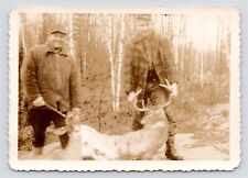 c1930s Hunting Season~Two Men Hunt Big Buck~Deer~Vintage Sepia Photo picture